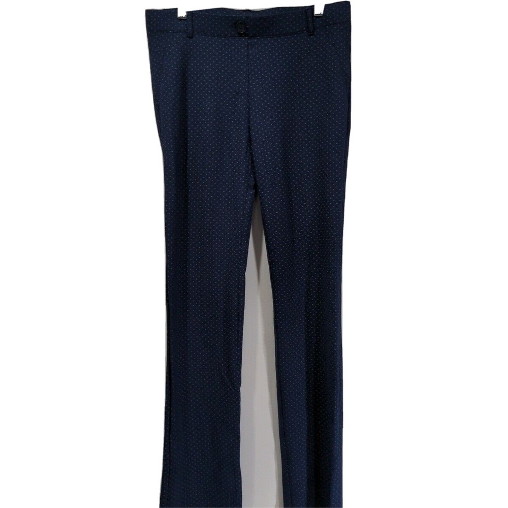 Betabrand Women Straight Leg Pull On Dress Yoga Pants Size Medium Dots Navy Blue